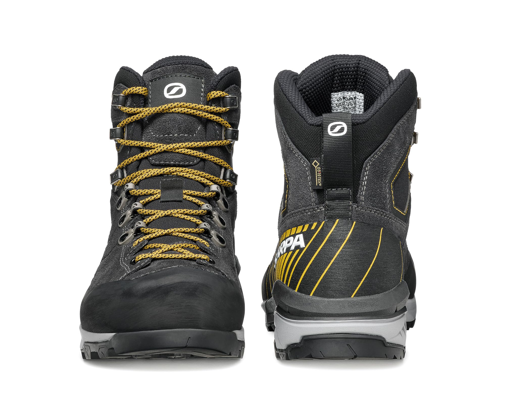 SCARPA Men's Mescalito Trk GTX Waterproof Gore-Tex Boots for Hiking and Backpacking - Dark Anthracite/Mustard - 11-11.5