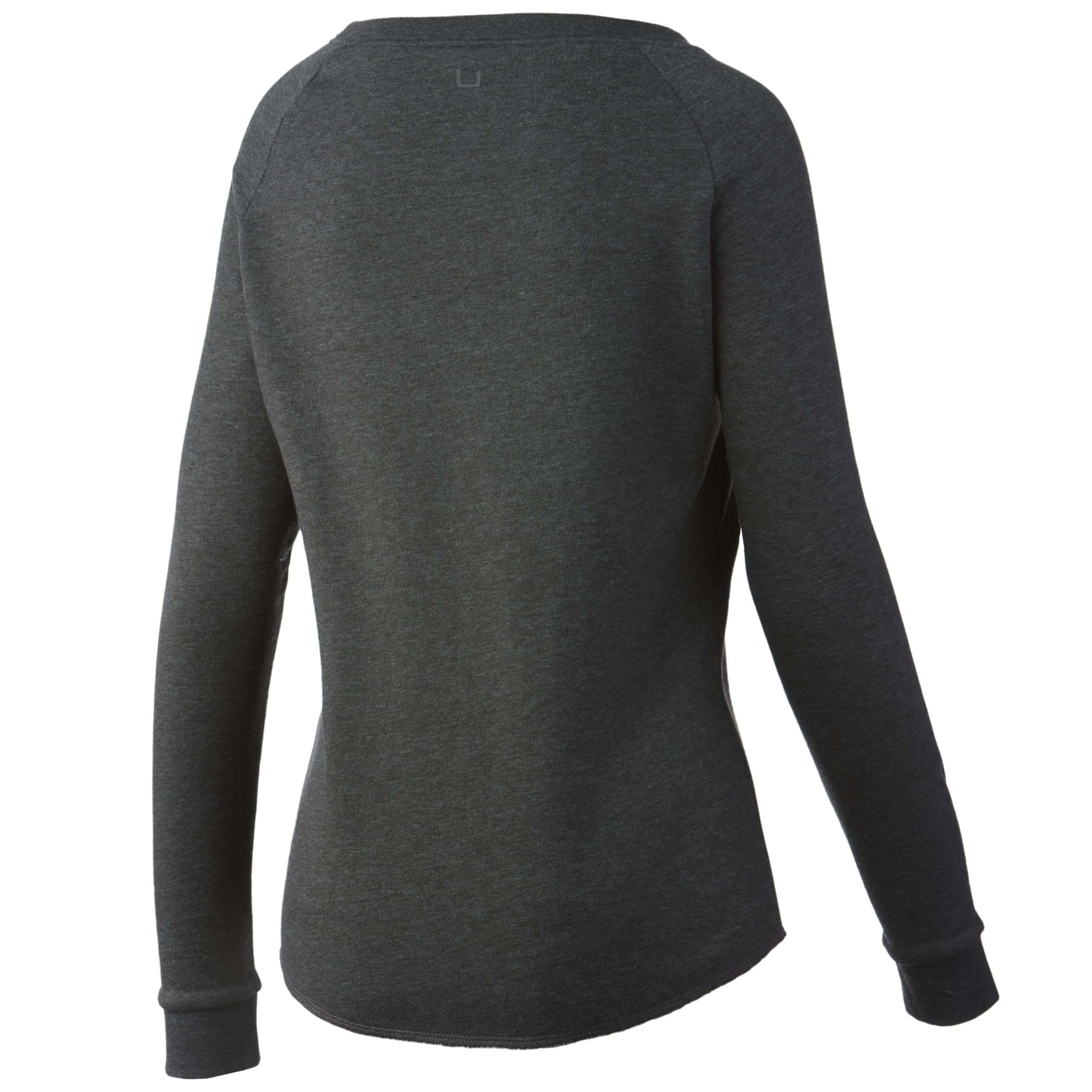 HUK Women's Standard Folly Crew | Ladies Long Sleeve Fleece Top, Volcanic Ash Heather, X-Large