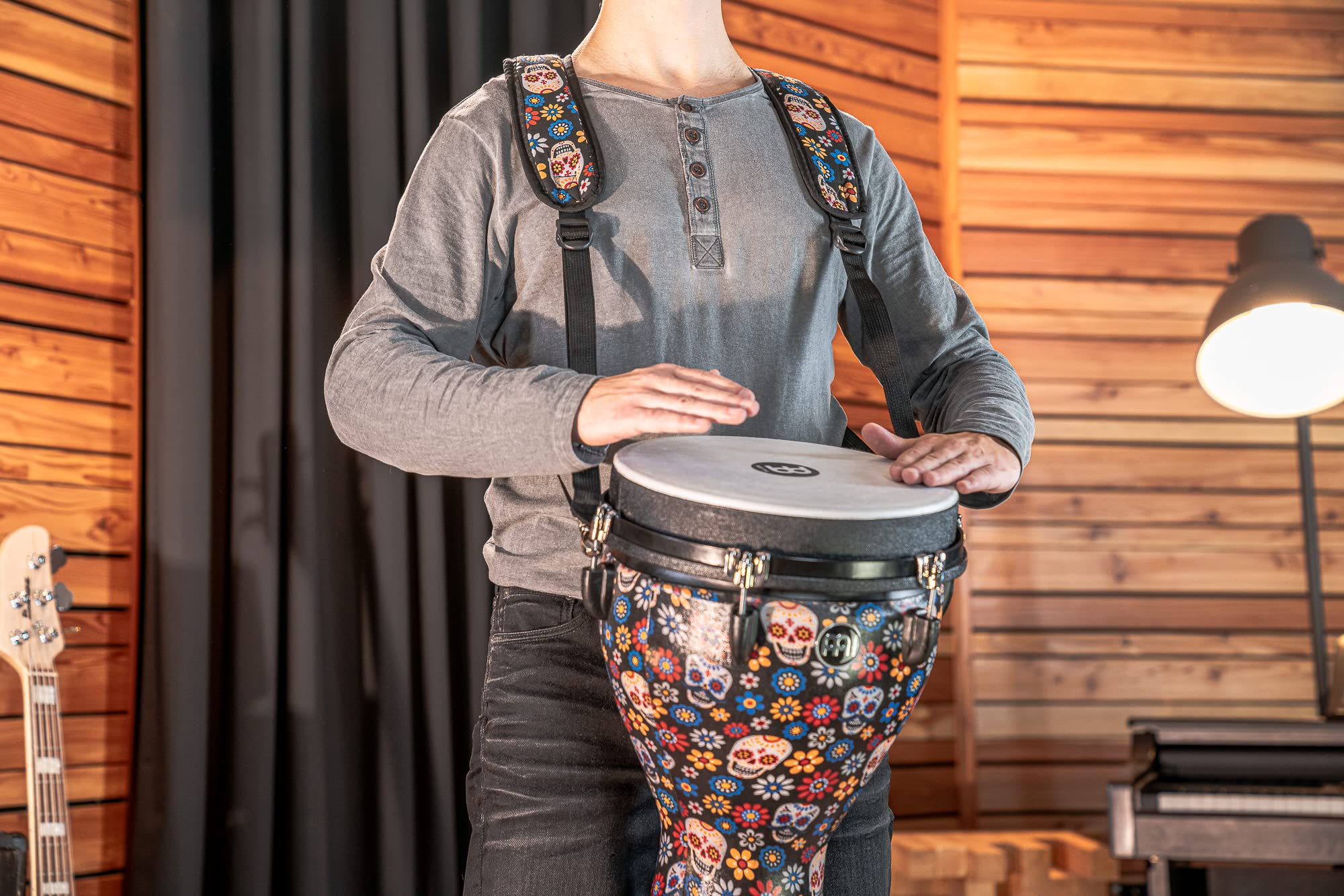 Meinl Percussion Designer Djembe Strap with Durable Synthetic Fabric and Adjustable Length, Day of The Dead (MDJS1DA)