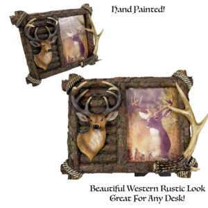 Urbalabs Western Hunter Deer Faux Antler 3D Cabin Picture Photo Frame Country Decor Picture Frame 5 x 7 Rustic Gifts Farmhouse Picture Frames Standing 5x7 Elaborate Picture Frame