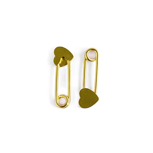 EG GIFTS Nipple Rings Surgical Steel Safety pin with Heart Design Ion Plated Gold Color 14 Gauge 14mm Sold As a Pair