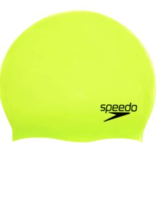 speedo junior solid silicone swim cap shocking lime latex free ages 6-14