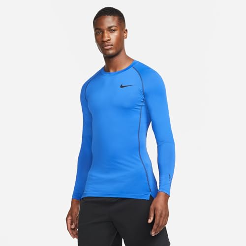 Nike Pro Dri-FIT Men's Tight Fit Long-Sleeve Training Top (as1, Alpha, l, Regular, Regular, Game Royal/Black)