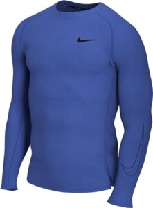 nike pro dri-fit men's tight fit long-sleeve training top (as1, alpha, l, regular, regular, game royal/black)