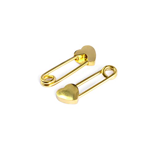 EG GIFTS Nipple Rings Surgical Steel Safety pin with Heart Design Ion Plated Gold Color 14 Gauge 14mm Sold As a Pair