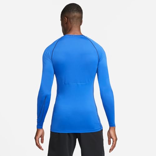 Nike Pro Dri-FIT Men's Tight Fit Long-Sleeve Training Top (as1, Alpha, l, Regular, Regular, Game Royal/Black)