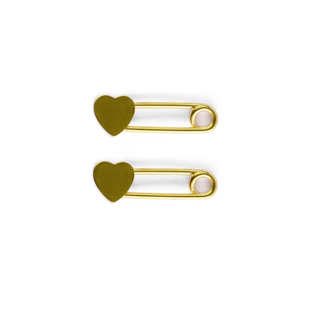 EG GIFTS Nipple Rings Surgical Steel Safety pin with Heart Design Ion Plated Gold Color 14 Gauge 14mm Sold As a Pair