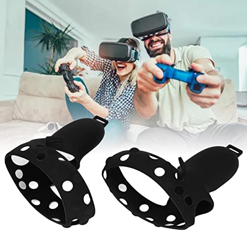 VR Controller Handle , Adjustable Silicone Washable Handle Protective Sleeve Protective Antislip with Strap for Quest 2(black)