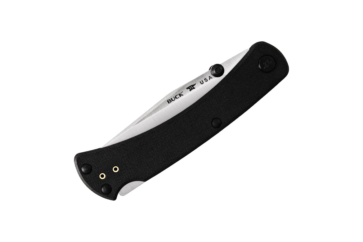 Buck Knives 110 Slim Pro TRX Lock-back Pocket Knife with G10 Handle, Thumb Studs and Removable/Reversible Deep Carry Pocket Clip, 3-3/4" S30V Blade (Black)