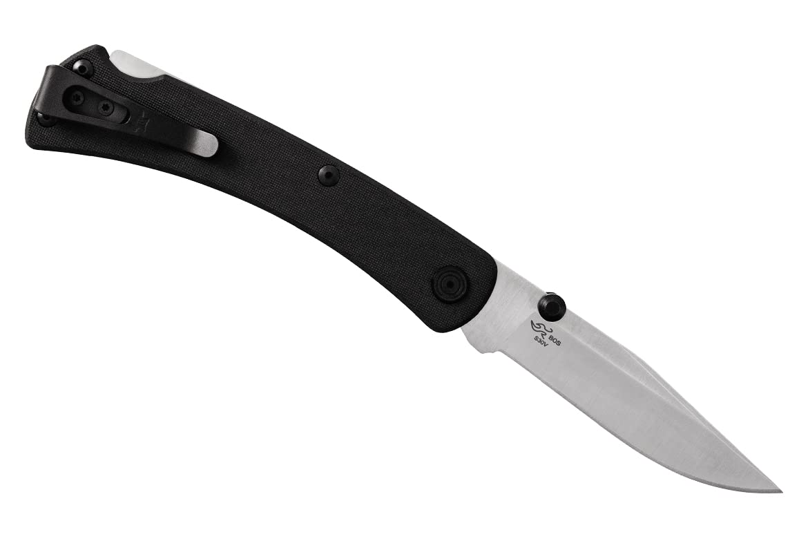 Buck Knives 110 Slim Pro TRX Lock-back Pocket Knife with G10 Handle, Thumb Studs and Removable/Reversible Deep Carry Pocket Clip, 3-3/4" S30V Blade (Black)