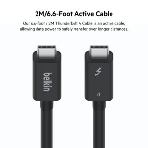 Belkin Thunderbolt 4 Cable (2M, 6.6ft Power Cable), USB-C to USB-C Cable w/ 100W Power Delivery, USB 4 Compliant, Compatible with Thunderbolt 3, MacBook Pro, eCPU, & More - Intel Thunderbolt Certified