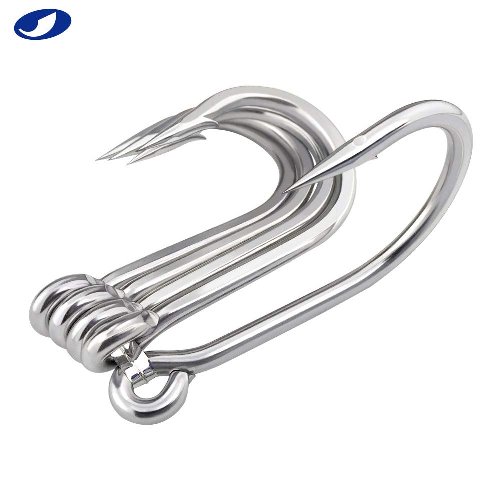 OCEAN CAT Marlin Trolling Hook Stainless Steel Barbed Offset Point Octopus Circle Fishing Hooks Fishing Tackle for Saltwater Big Game Fishing (9/0)