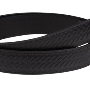 Perfect Fit Shield Wallets Mechanics Basketweave Belt Buckleless No Scratch Leather Work Belt Garrison Hook and Loop Belt 1 1/2 Inch Wide Black Drum Died, Large (38-42 Inches)