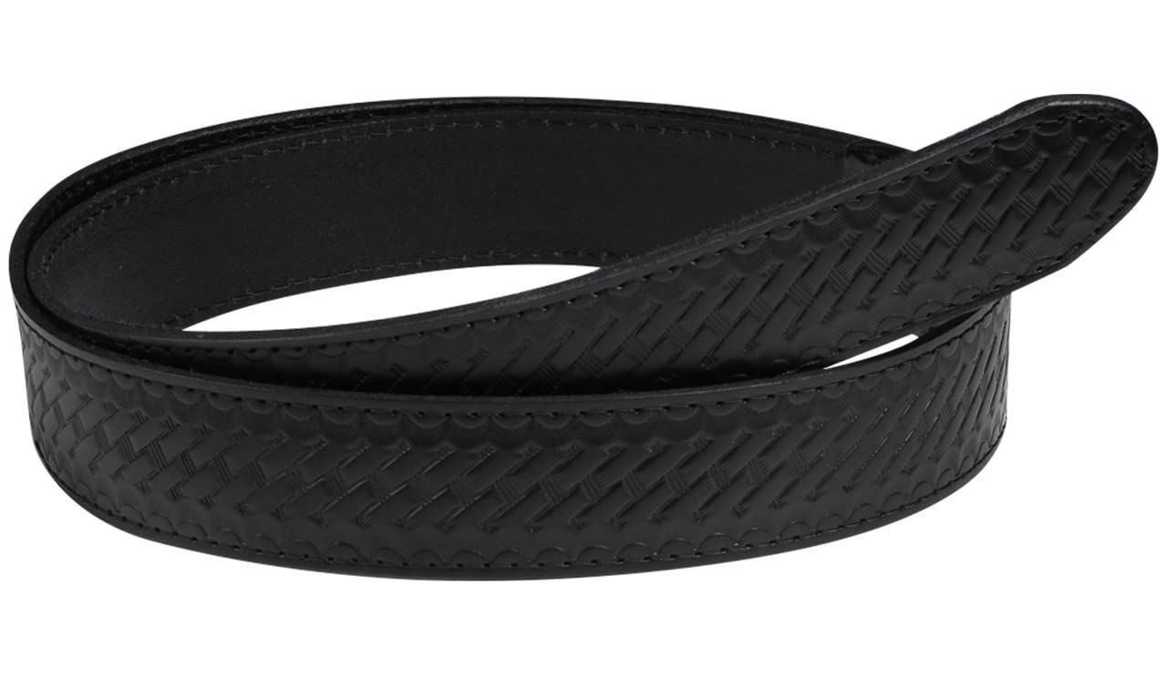 Perfect Fit Shield Wallets Mechanics Basketweave Belt Buckleless No Scratch Leather Work Belt Garrison Hook and Loop Belt 1 1/2 Inch Wide Black Drum Died, Large (38-42 Inches)