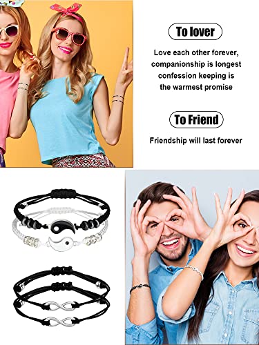 8 Sets Friend Bracelets Matching Bracelets for Couples Sunflower Bracelets Yin Yang Pinky Promise Bracelets Sun and Moon Bead Heart Bracelet for Graduation Gifts Cool Bff Friendship Boy, Girlfriend