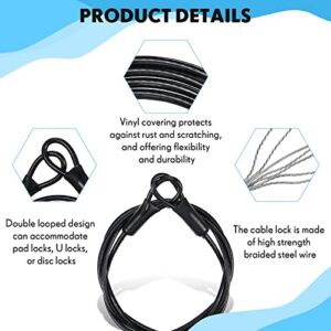 4 Pieces Long Outdoor Travel Security Cable Lock Outdoor Travel Security Loop Cable Lock Braided Steel Coated Safety Cable Luggage Lock Double Loop Lightweight Lock, 3 mm, 40 Inch Long