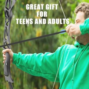 Furqery Adult Bow and Arrow Set, Archery Set Adult Beginner with 12 Carbon Fiber Arrows, 52 Inch Aluminum Takedown Recurve Bow Package for Training, Practice & Competition, 40lbs