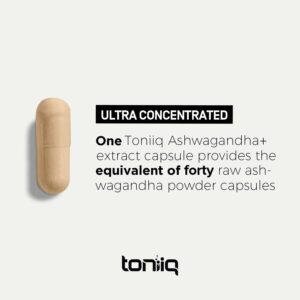 Toniiq 52,000mg 40x Concentrated Extract - 25% Withanolides - Ultra High Strength Ashwagandha Capsules - Wild Harvested in India - Highly Concentrated and Bioavailable Supplement- 120 Veggie Capsules