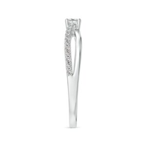 Angara Princess-Cut Diamond Promise Ring in Silver (0.192 cttw) - April Birthstone