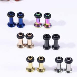 Vsnnsns 10G 316L Surgical Stainless Steel Ear Gauges Tunnel Plug Earrings Expander Stretcher Piercings Jewelry for Women Men 6 Pairs 10 Gauge 2.5mm