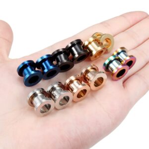 Vsnnsns 0G 316L Surgical Stainless Steel Ear Gauges Tunnel Plug Earrings Expander Stretcher Piercings Jewelry for Women Men 6 Pairs 0 Gauge 8mm