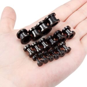 Vsnnsns 14G 12G 8G 6G 4G 2G 0G 00G 316L Surgical Stainless Steel Ear Gauges Tunnel Plug Earrings Expander Stretcher Piercings Jewelry for Women Men 8 Pairs Black 1.6mm - 10mm 14 Gauge - 00Gauge