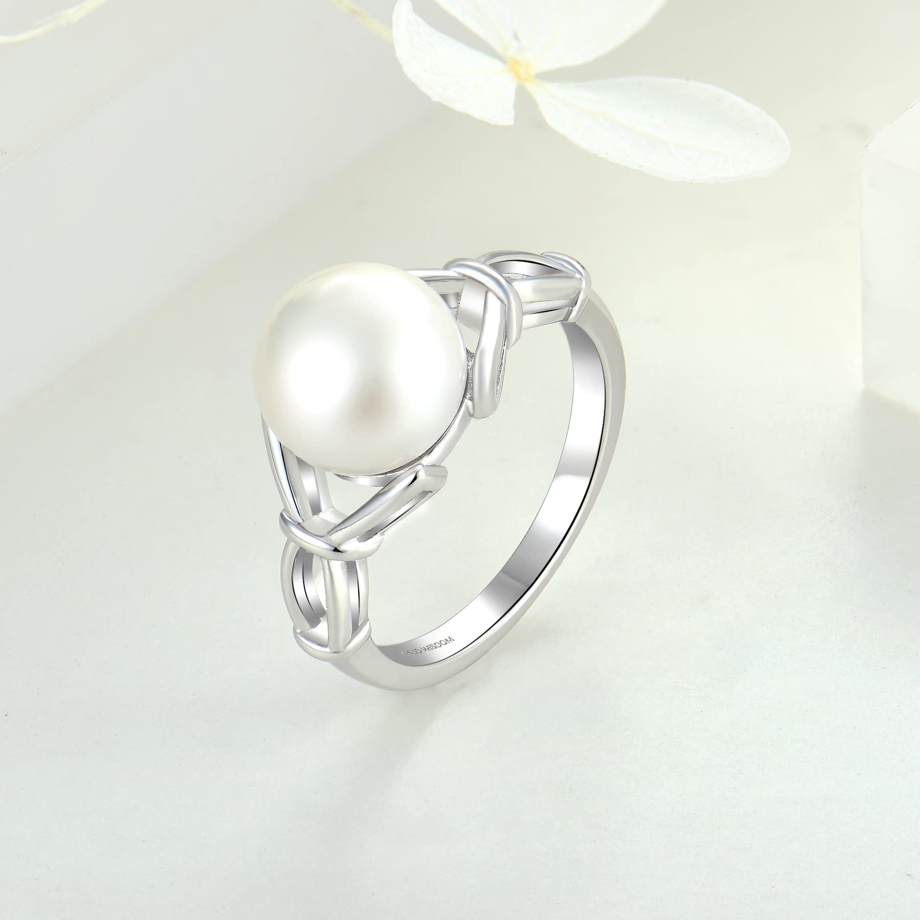 STARCHENIE Large Pearl Ring,10mm AAA Quality Cultured Freshwater Pearl Rings for Women 925 Sterling Silver,Women Rings size9