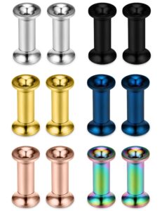 vsnnsns 8g 316l surgical stainless steel ear gauges tunnel plug earrings expander stretcher piercings jewelry for women men 6 pairs 8 gauge 3mm