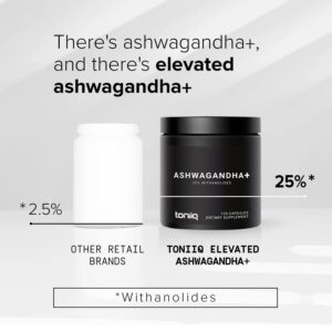 Toniiq 52,000mg 40x Concentrated Extract - 25% Withanolides - Ultra High Strength Ashwagandha Capsules - Wild Harvested in India - Highly Concentrated and Bioavailable Supplement- 120 Veggie Capsules