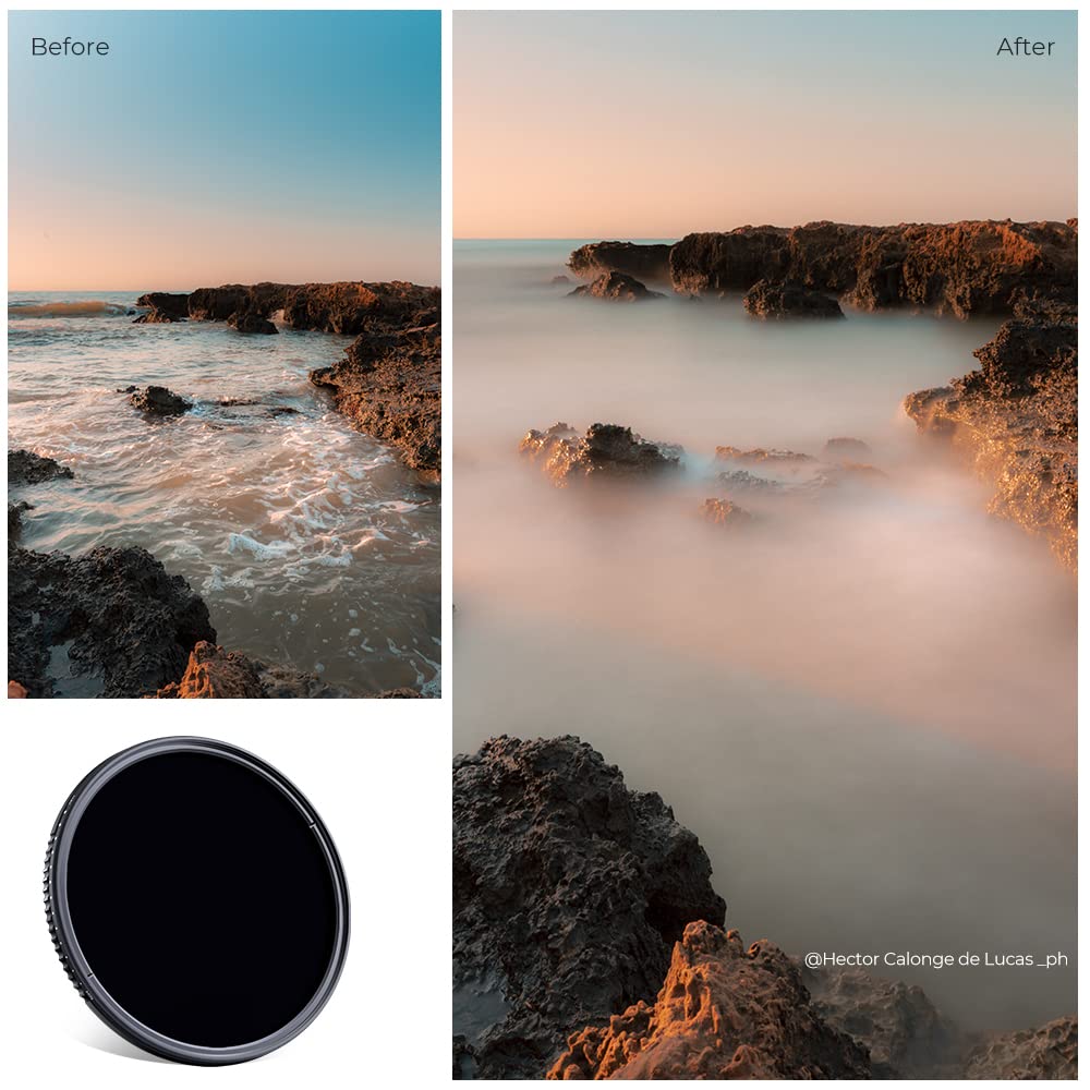 K&F Concept 58mm Variable ND3-ND1000 ND Filter (1.5-10 Stops) Neutral Density Lens Filter with 24 Multi-Layer Coatings for Camera Lens (D-Series)