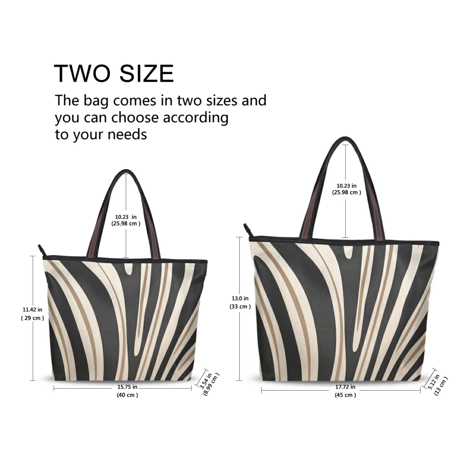 Tote Bag with Zipper for Women Sexy Zebra Stripes Handbags Pockets Shoulder Bag Work Large Travel Office Business