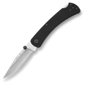 buck knives 110 slim pro trx lock-back pocket knife with g10 handle, thumb studs and removable/reversible deep carry pocket clip, 3-3/4" s30v blade (black)