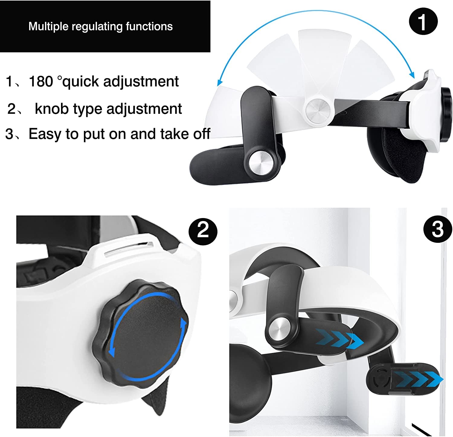 Oculus Quest 2 Head Strap, Replacement for Quest 2, Adjustable Head Strap Headband Enhanced Support and Comfort in VR, Suitable for Children and Adult(Headset Not Included)