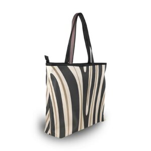 Tote Bag with Zipper for Women Sexy Zebra Stripes Handbags Pockets Shoulder Bag Work Large Travel Office Business