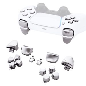 extremerate replacement d-pad r1 l1 r2 l2 triggers share options face buttons, chrome silver full set buttons compatible with ps5 controller bdm-010 & bdm-020