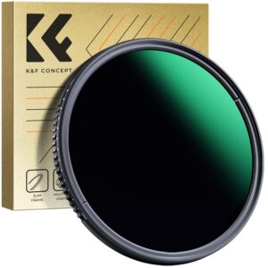 k&f concept 58mm variable nd3-nd1000 nd filter (1.5-10 stops) neutral density lens filter with 24 multi-layer coatings for camera lens (d-series)