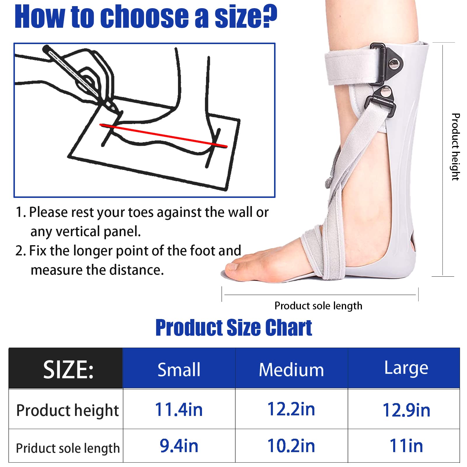 Tairibousy AFO Brace Lightweight Ankle Foot Orthosis Foot Drop Brace AFO Rehabilitator for Drop Foot, Stroke, Hemiplegia (M-Right)