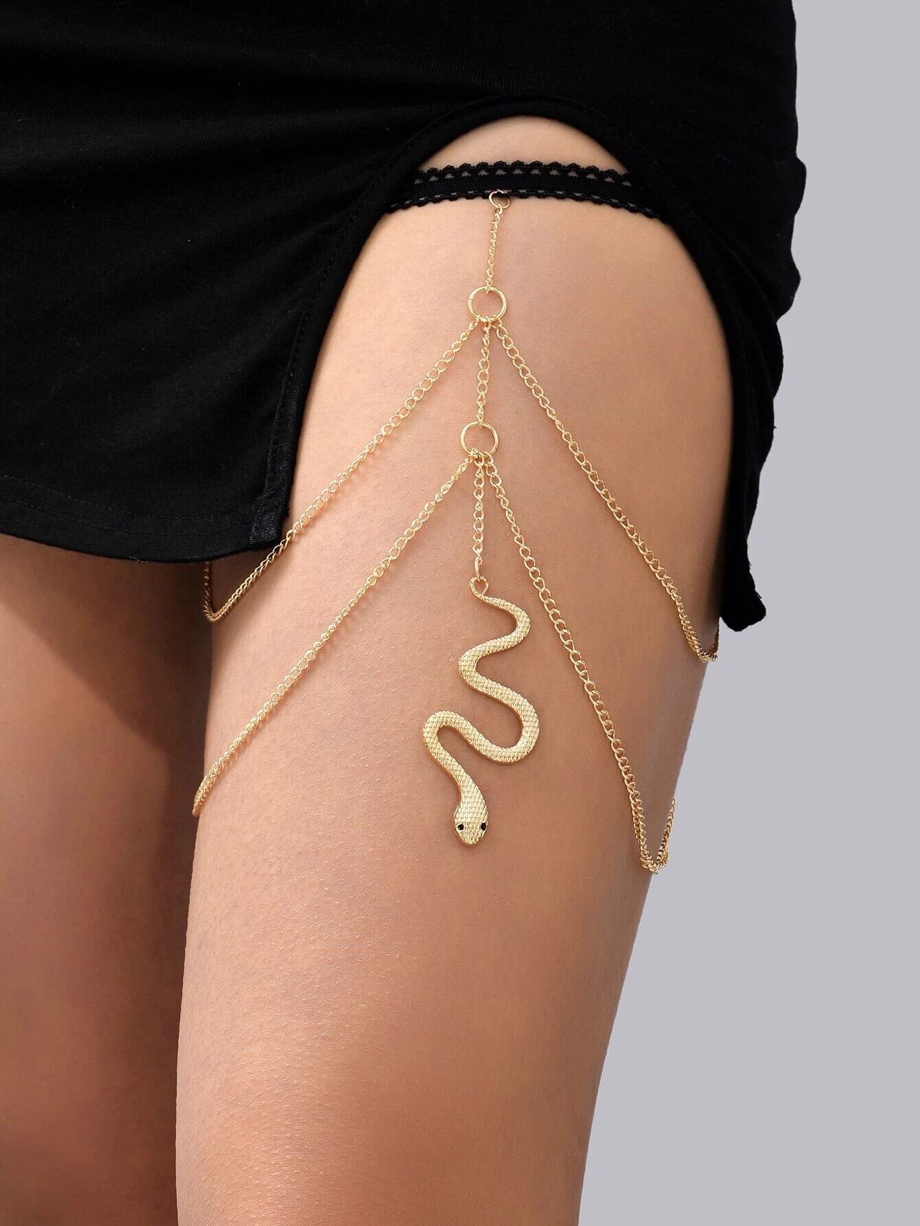 Thigh Chain Snake Leg Chain Medusa Costume Body Jewelry for Women Halloween Party Outfits for Women Halloween Snake Thigh Jewelry for Halloween Holiday Party Costume