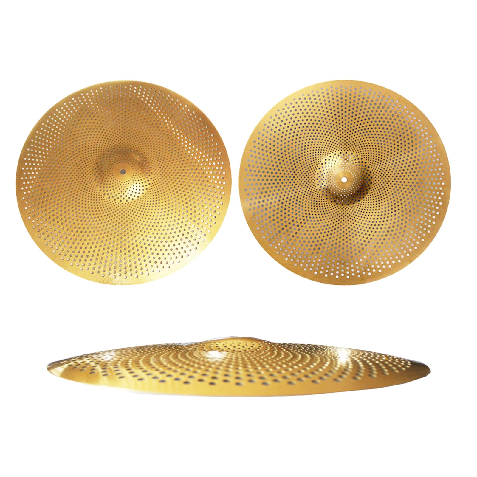 Quiet Cymbal Pack Low Volume Drum Cymbal Set 14"Hihats 16"Crash 18"Crash 20"Ride 5 Pieces Free Plus Cymbal Bag Drum Cymbal (Golden)