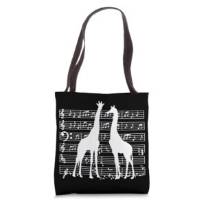 Music Notes with giraffe on Music Sheet - Music Teacher Tote Bag