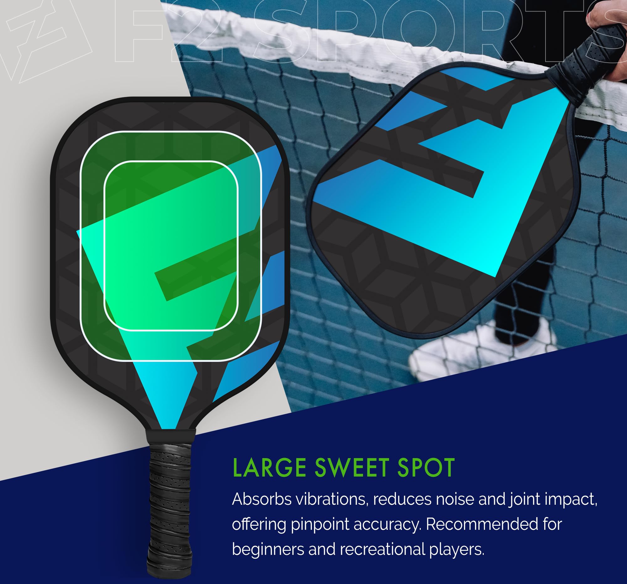 Sporty Blue Graphite Pickleball Paddle | USAPA Approved | for Beginners to Pro | Textured for Max Control & Spin | Graphite Pickleball Racket w/Honeycomb Polymer Core (Sporty Blue)