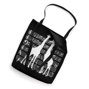 Music Notes with giraffe on Music Sheet - Music Teacher Tote Bag