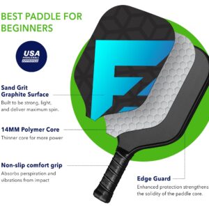 Sporty Blue Graphite Pickleball Paddle | USAPA Approved | for Beginners to Pro | Textured for Max Control & Spin | Graphite Pickleball Racket w/Honeycomb Polymer Core (Sporty Blue)