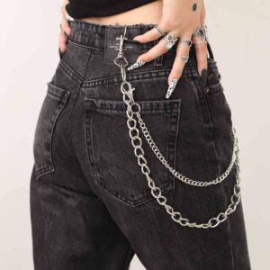 hip hop pants jean chain goth punk silver trousers chains biker heavy thick wallet pocket chains silver keychains body jewelry for men and women (silver), free sizes (1)