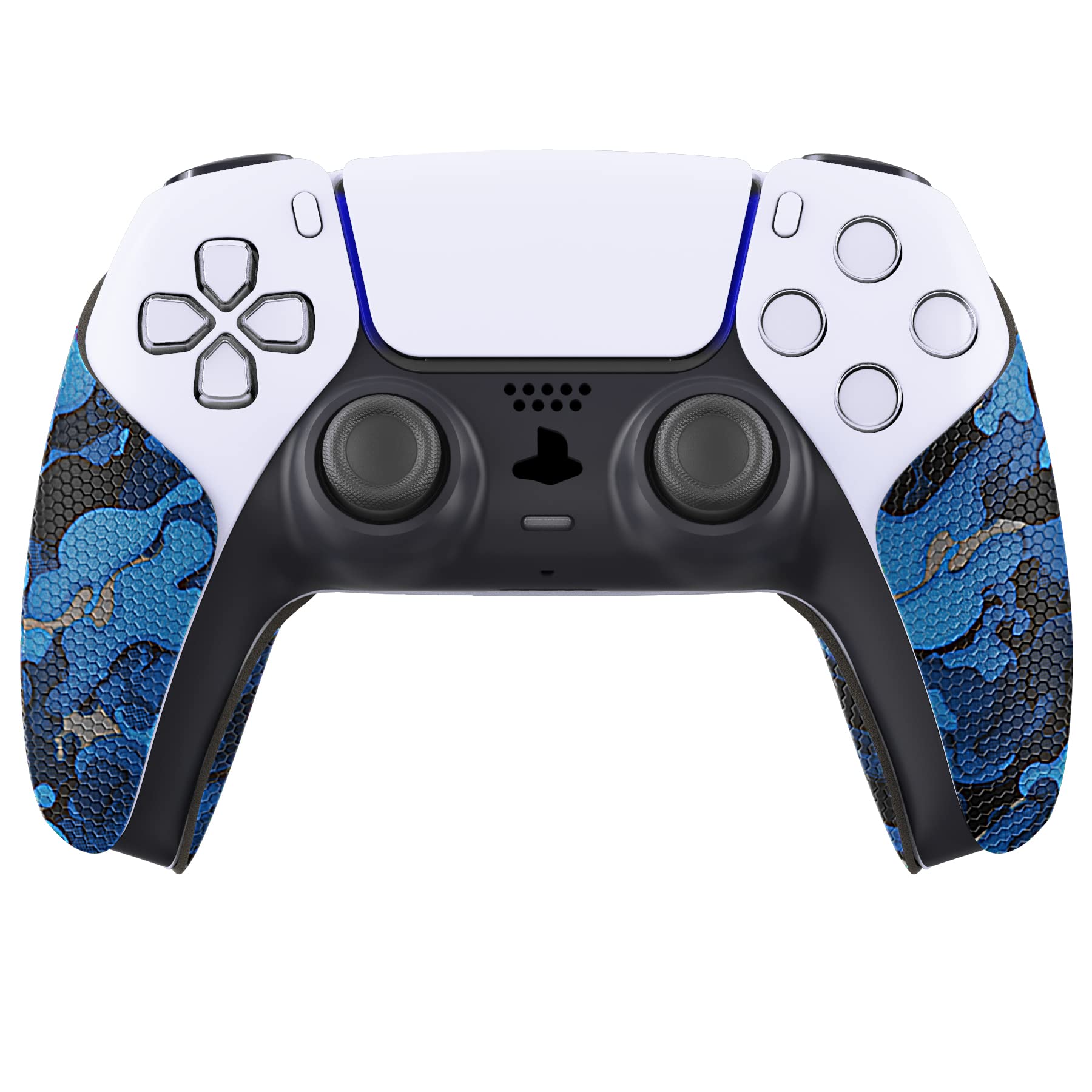 PlayVital Anti-Skid Sweat-Absorbent Controller Grip for PS5 Controller, Professional Textured Soft Rubber Pads Handle Grips for PS5 Controller - Black Blue Camouflage