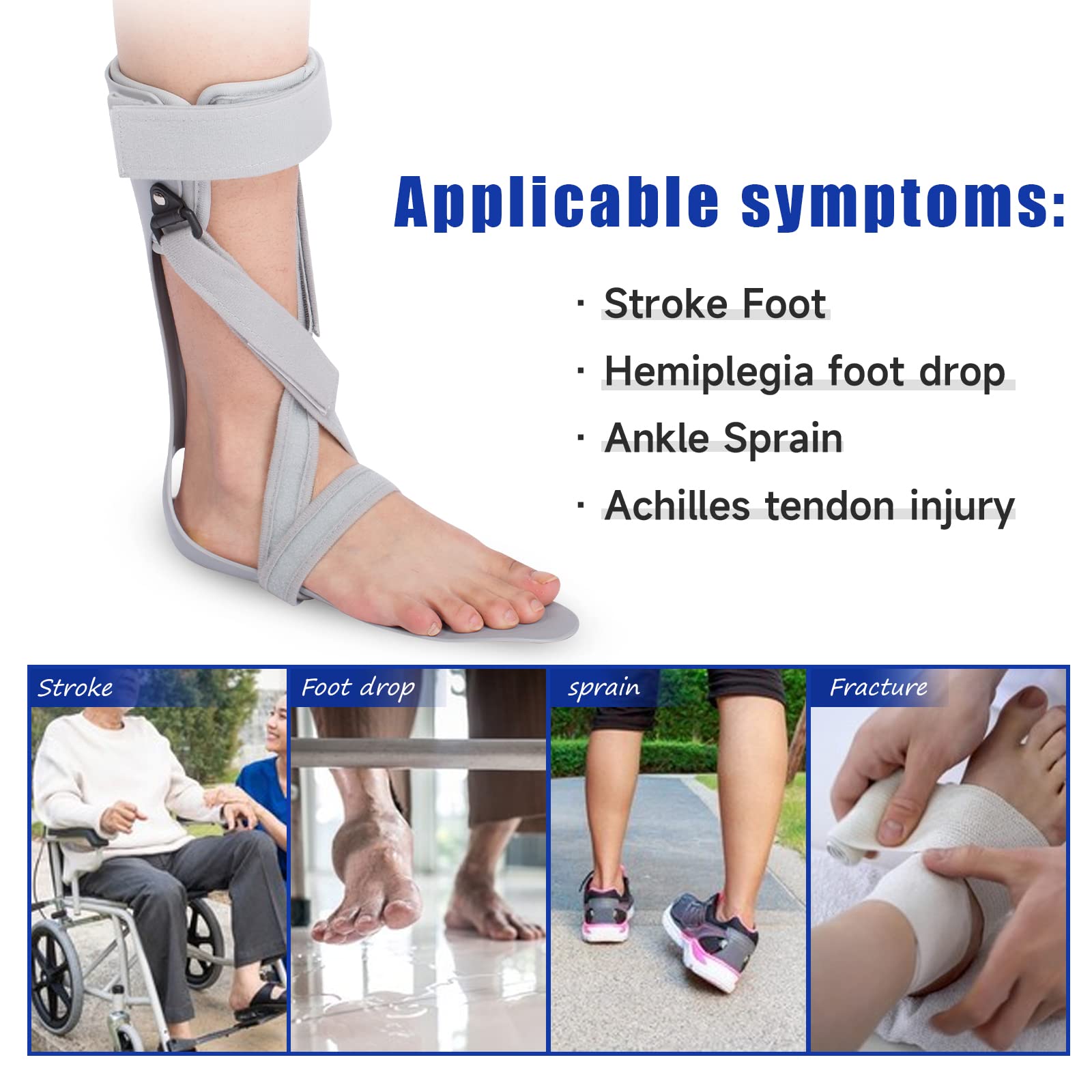 Tairibousy AFO Brace Lightweight Ankle Foot Orthosis Foot Drop Brace AFO Rehabilitator for Drop Foot, Stroke, Hemiplegia (M-Right)