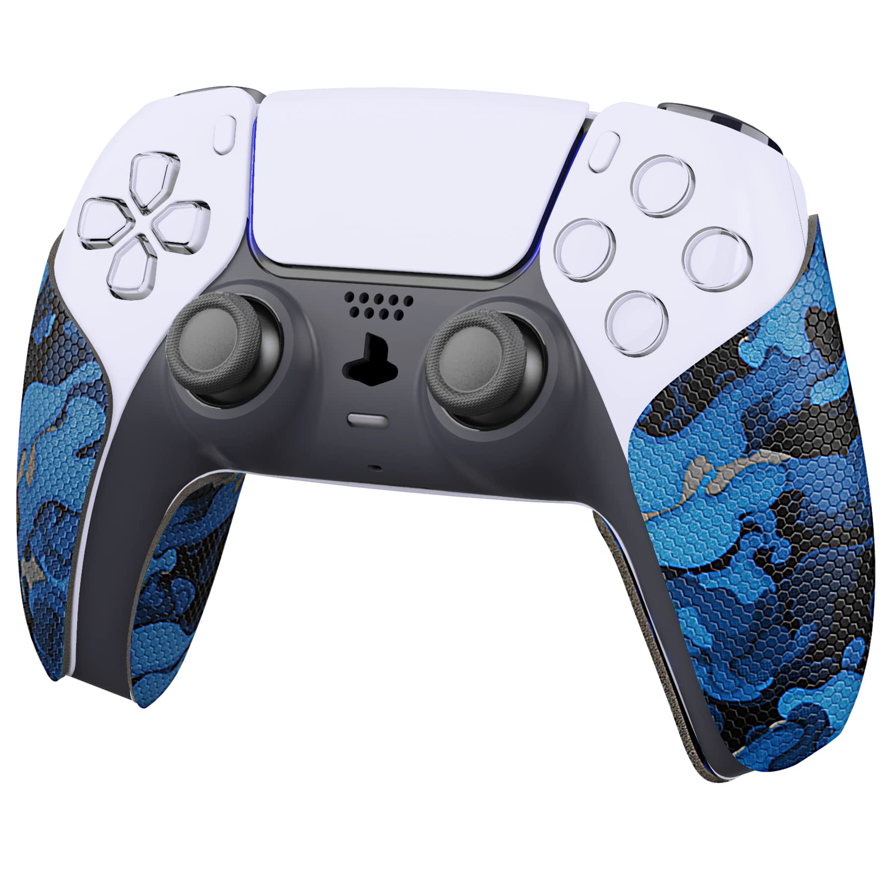 PlayVital Anti-Skid Sweat-Absorbent Controller Grip for PS5 Controller, Professional Textured Soft Rubber Pads Handle Grips for PS5 Controller - Black Blue Camouflage