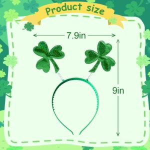 St Patricks Day Shamrock Headbands - 3 Pcs Green Clover Plain Hair Hoops Band Head Boppers Irish Party Favor Set Leprechaun Costume Accessories (Style C)