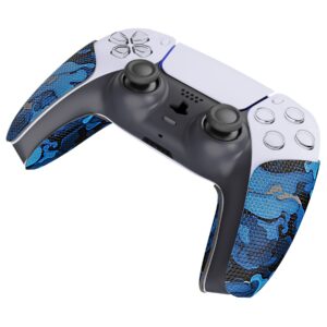 PlayVital Anti-Skid Sweat-Absorbent Controller Grip for PS5 Controller, Professional Textured Soft Rubber Pads Handle Grips for PS5 Controller - Black Blue Camouflage