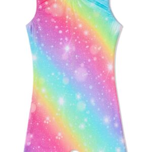 Leotards for Girls Gymnastics Ballet Dance Outfit Toddler Kid Athletic Dance Wear Shiny Rainbow Stars Biketard (Rainbow Sparkle, 4-5T)